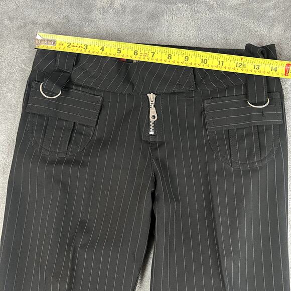 VTG Y2K Paris Blues Pants Womens 3 Low Rise Pinstripe Bootcut Dark Academia Alt - Picture 9 of 11